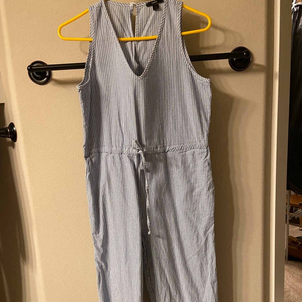 Pinstriped tank top romper.